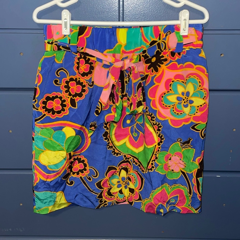 Lilly Pulitzer Anamarie 100% silk paper bag skirt in Starry Blue Drama Queen